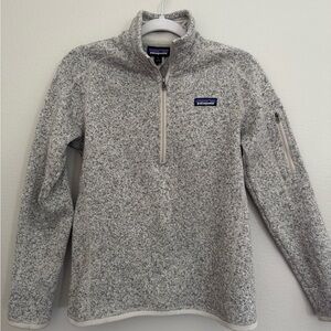 Patagonia Heathered Oatmeal Quarter-Zip Fleece Pullover - Size Small